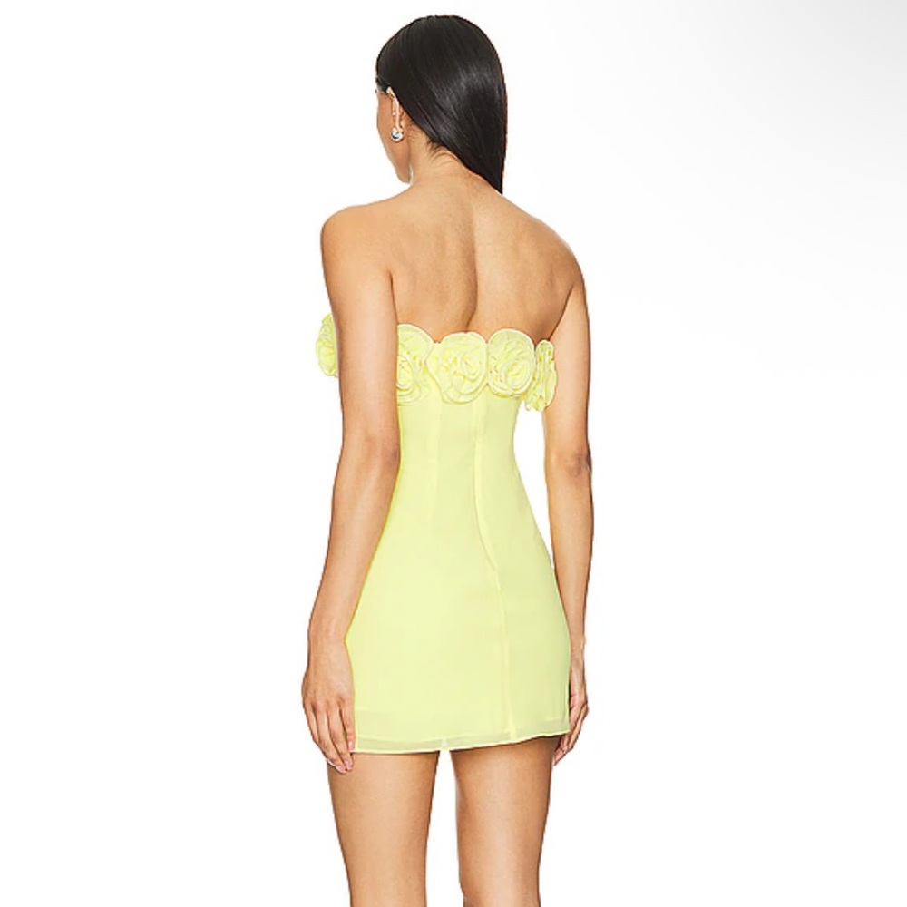 Lovers and Friends Jemma Rosette Flower Yellow Strapless Mini Dress size large - Picture 5 of 11